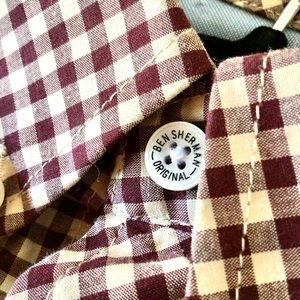 NWT Ben Sherman Burgundy Gingham Buttondown Shirt